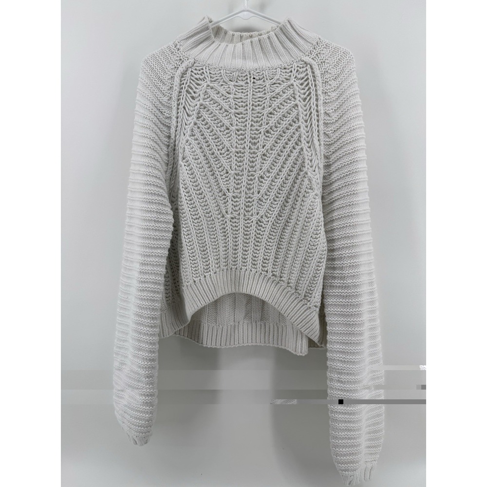 Free People Sweetheart Knit Stretch Mockneck Pullover Sweater White Small Crop